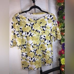 Charter Club Luxury Petite | Women’s Floral Print Blouse Short Sleeve Shirt Top